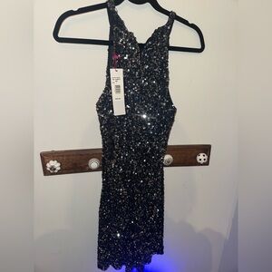 Sequin Halter Dress